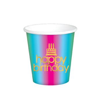 6Ct 9Oz Paper Cup Rainbow With Hot Stamp