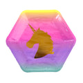 8Pk 7" Rainbow Unicorn Hexagon Plate With Hot Stamping