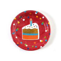 14Pk 7" Happy Birthday Dots Round Plate With Hot Stamp