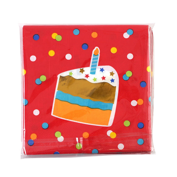 30Pk 13" Cake Dots Lunch Napkin With Hot Stamp