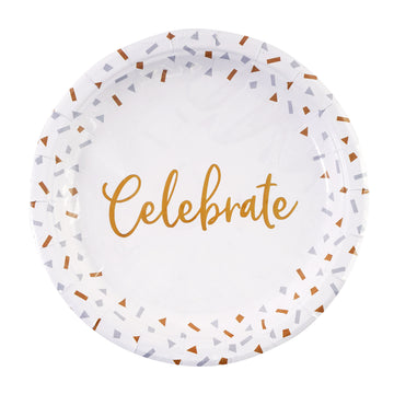 10" 16Pk Celebrate Round Plate With Hot Stamp