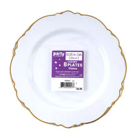 8Ct 10.25"D Plastic Plate With Gold Trim