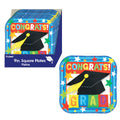 9" Square Graduation Printed Plates In Pdq Display, 8Pcs/Pack