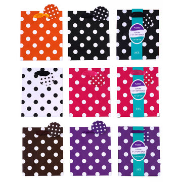 2Pk Medium Classic Dots On Matte With Chiffon Satin Handle, 6 Designs