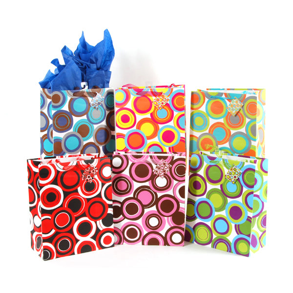 Extra Large Abundant Dots On Matte With Chiffon Ribbon Handle, 6 Designs