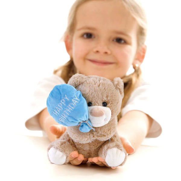 8.5" Birthday Bear With Balloon, 3 Colors