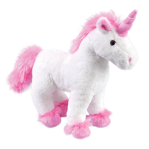 12.6" Unicorn Plush, White With Pink Trim