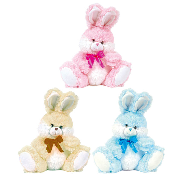 Easter-10" Spring Rabbit With Ribbon, 3 Colors Assorted Per Inner