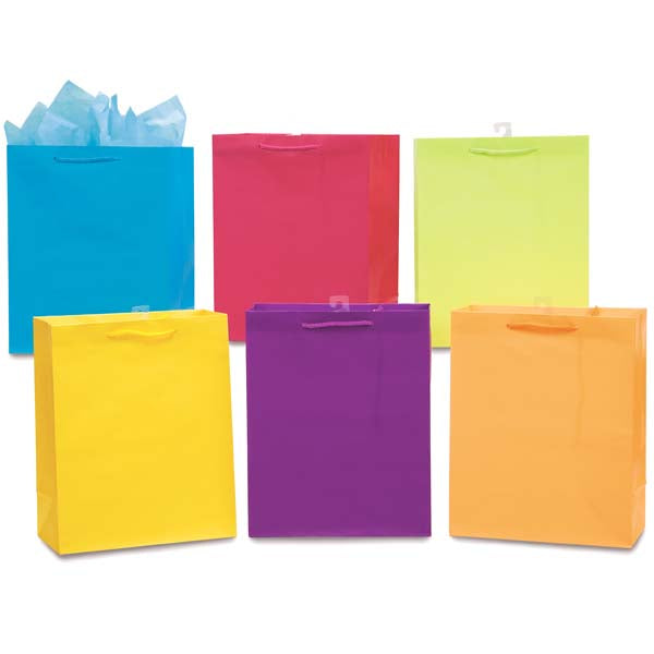 Large Matte Bright Color Gift Bag, 6 Colors