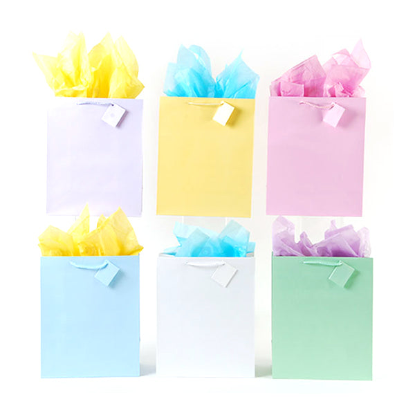Large Matte Pastel Color Soft Palette Gift Bag, 6 Colors