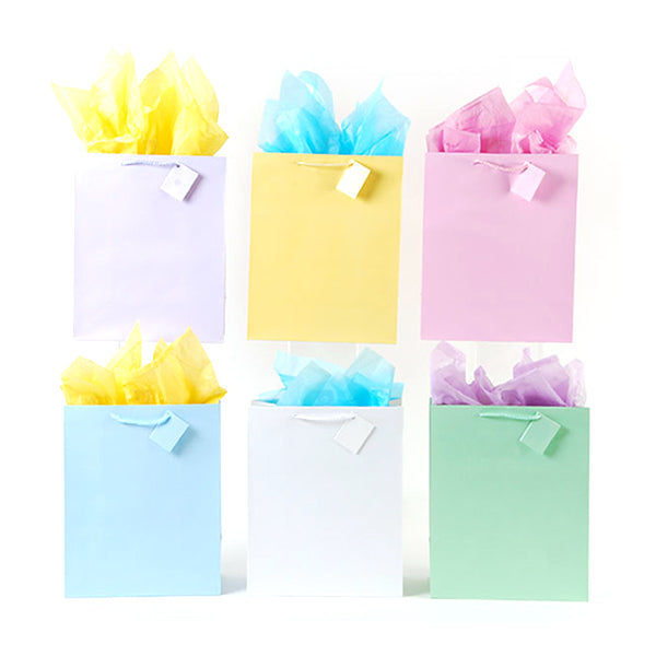 Extra Large Matte Pastel Color Soft Palette Gift Bag, 6 Colors