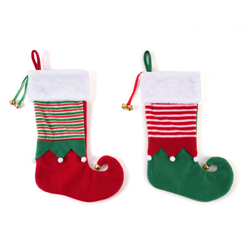 19" Christmas Elf Stocking With Jingle Bells, 2 Designs