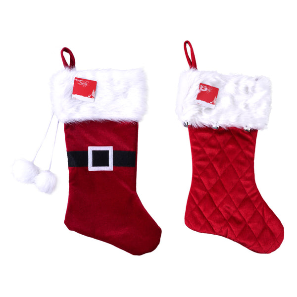 19" Christmas Velvet Stocking, 2 Designs