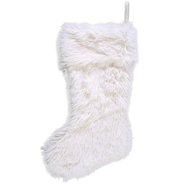 20" Christmas White Fur Stocking