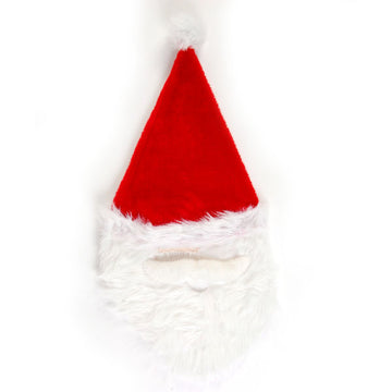 27" Christmas Hat Attached Santa Beard