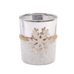 2.75" X 2.25" Glass Votive With Snowflake Trim And Decorative Trim, 3 Colors