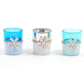 2.75" X 2.25" Glass Votive With Snowflake Trim And Decorative Trim, 3 Colors