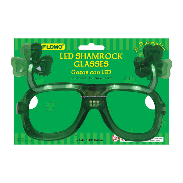 St. Patrick'S Day Led Shamrock Glasses 6.25"W X 4"H