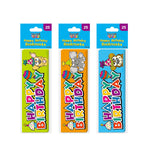 25Pack Happy Birthday Bookmarks 2" X 6.5", 3 Styles