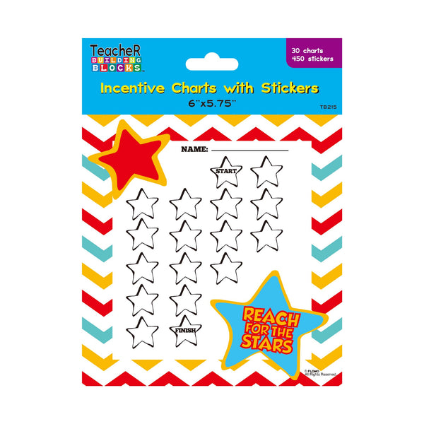 30Ct Incentive Charts With 450 Stickers 6" X 5.75", 4 Assortments