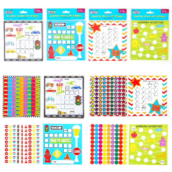 30Ct Incentive Charts With 450 Stickers 6" X 5.75", 4 Assortments