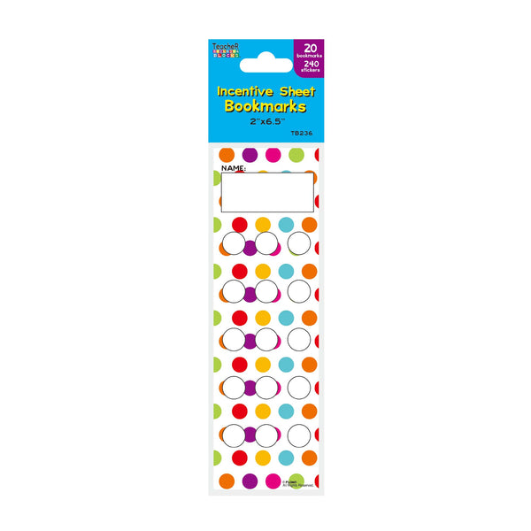 20Ct Incentive Sheet Bookmarks With 5 Sheets Of 240 Stickers 2" X 6.5", 4 Assortments