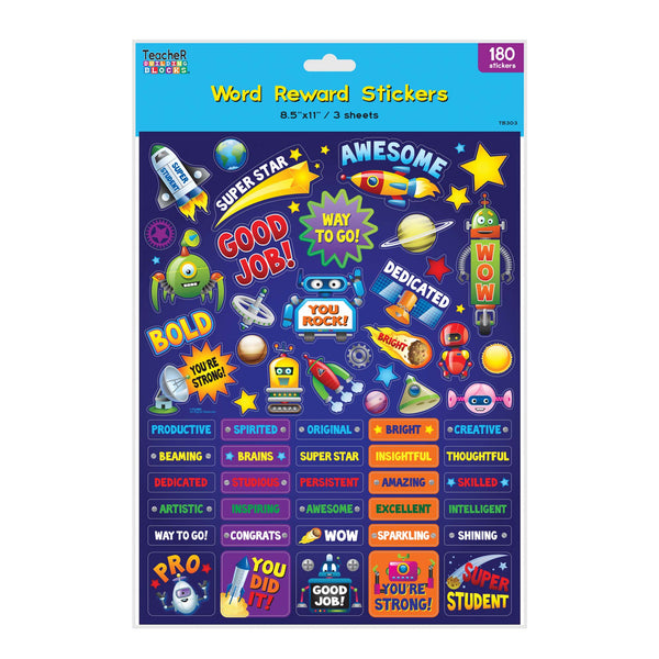 180 Ct. Word Reward Stickers, 11"X 8.5", 2 Assortments
