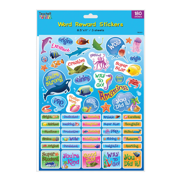 180 Ct. Word Reward Stickers, 11"X 8.5", 2 Assortments