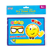 8Ct 6" X 8" Dry Erase Clock, 3 Designs