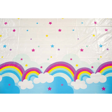 Rainbow And Clouds Printed Rectangular Table Cover, 54" X 108"