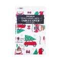 Christmas Trees And Car Premium Flannel Back Oblong Tablecover In Pdq, 52" X 70", 2 Designs