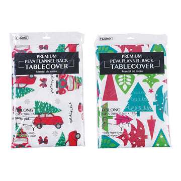 Premium Christmas Table Cover With Flannel Back, 52" X 70", 2 Designs