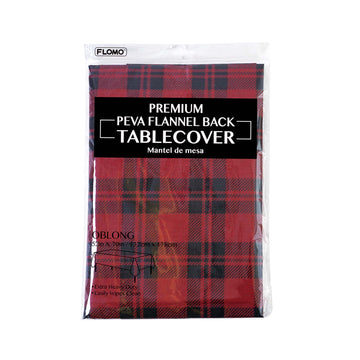 52" X 70" Oblong Christmas Pattern Design Premium Flannel Back Tablecover In Pdq, 2 Designs