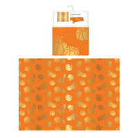 Harvest Orange With Gold Hot Stamping Pumpkins Fabric Tablecloth 60" X 84"
