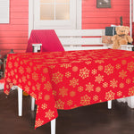 Christmas Gold Hot Stamping Snowflakes Fabric Tablecloth 60" X 84"