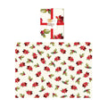 Christmas Poinsettias With Holly Fabric Tablecloth 60" X 84"