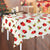 Christmas Poinsettias With Holly Fabric Tablecloth 60" X 84"