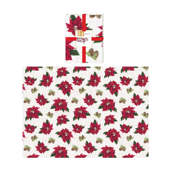 Christmas Poinsettia Fabric Tablecloth 60" X 102"