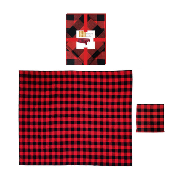 7Pc Buffalo Plaid Tablecloth And Napkin Set