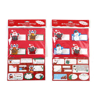 48Ct Christmas Pom Pom Characters And Self Adhesive Gift Tags With Glitter, 2 Assortments