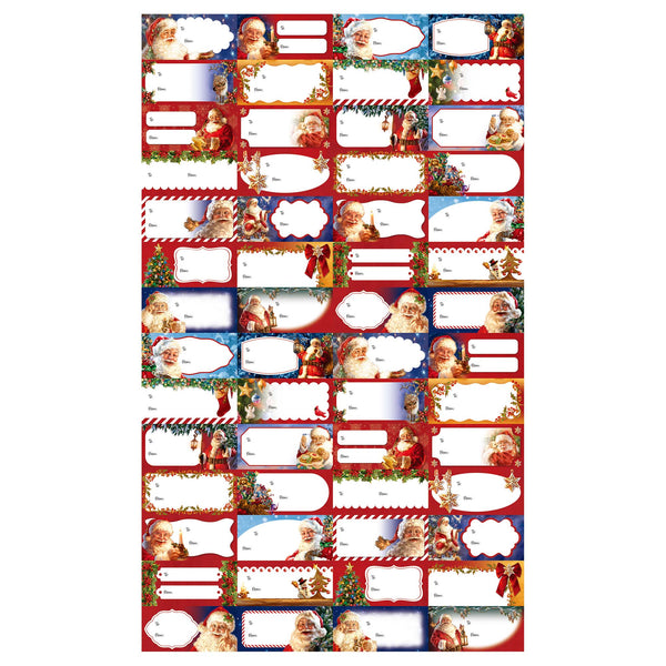 168Ct Christmas Realistic Santa Self-Stick Gift Tags, 2 Assortments