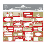 144Pcs Self Stick Christmas Gift Tags, 2 Assortments - Gold, Silver, Red