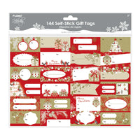 144Pcs Self Stick Christmas Gift Tags, 2 Assortments - Gold, Silver, Red