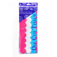 8 Sheets Scalloped Die Cut Tissue Short Pack, Solid Color: White, Pink, Aqua Blue