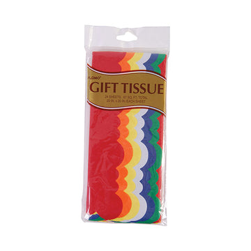 24 Primary Color Scalloped Die Cut Tissue, 6 Colors Assorted
