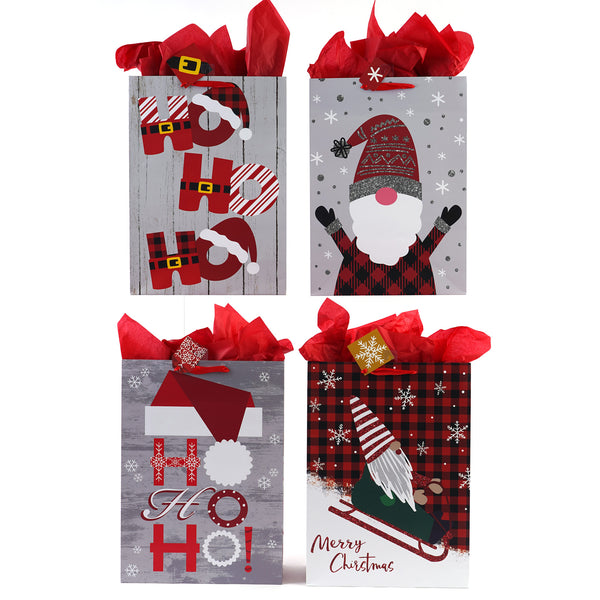 Large Ho Ho Gnomes Christmas Printed Bag, 4 Designs