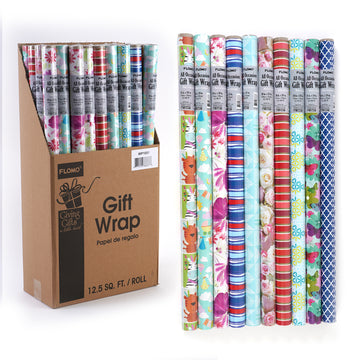 12.3 Sqft All Occasion Partytime Gift Wrap, 30"X59.06", 1.57" Core, 10 Designs