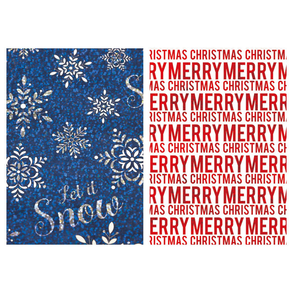 25 Sqft Christmas Winter Printed Holographic Gift Wrap, 30"X120", 2" Core, 6 Designs
