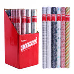 25 Sqft Christmas Winter Printed Holographic Gift Wrap, 30"X120", 2" Core, 6 Designs