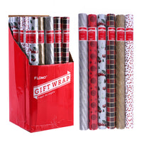 25 Sqft Christmas Glitter Print Gift Wrap, 30"X120", 2" Core, 6 Designs